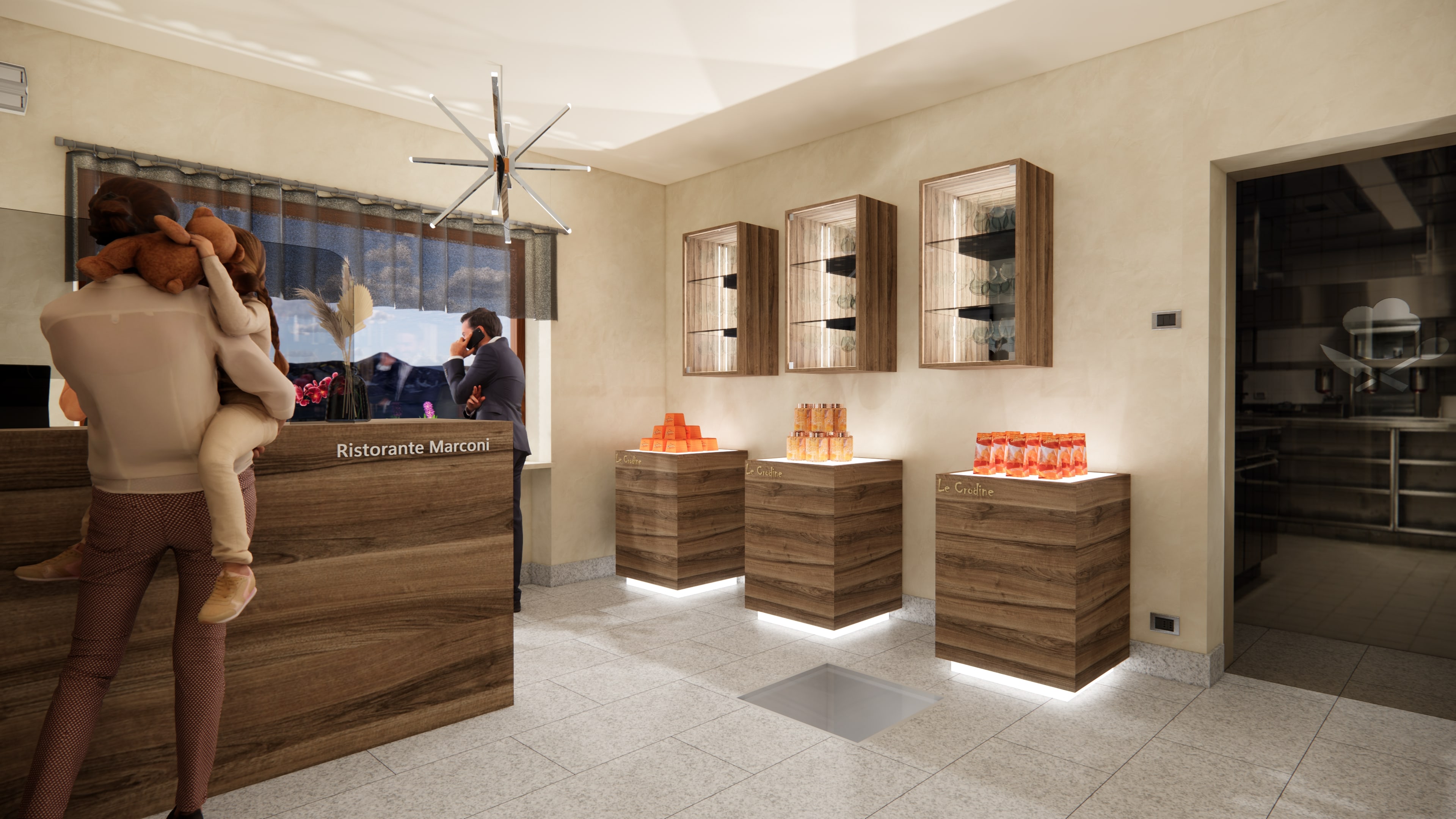 Rendering of the Marconi reception area