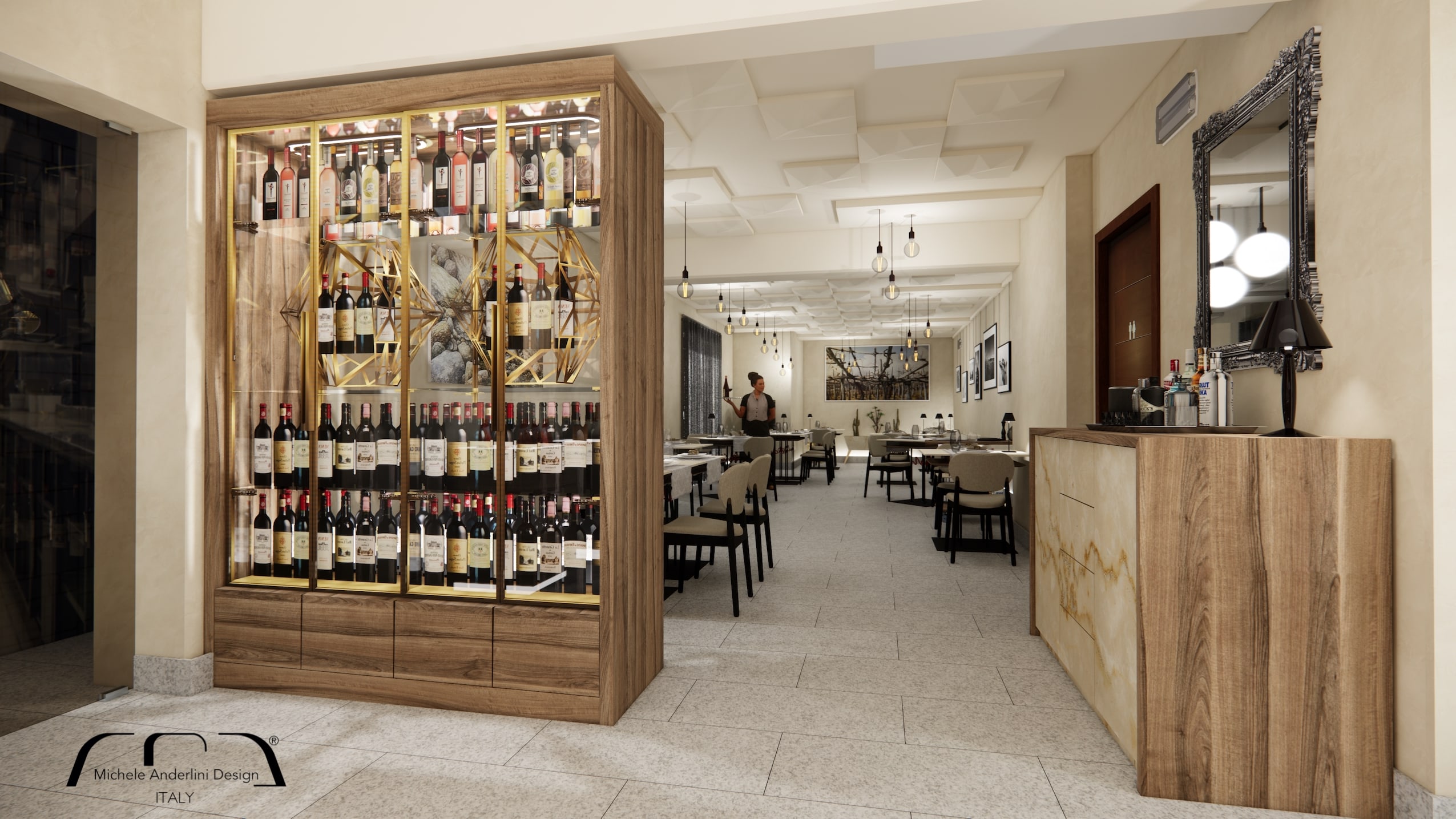 Rendering of the Marconi entrance and wine cellar