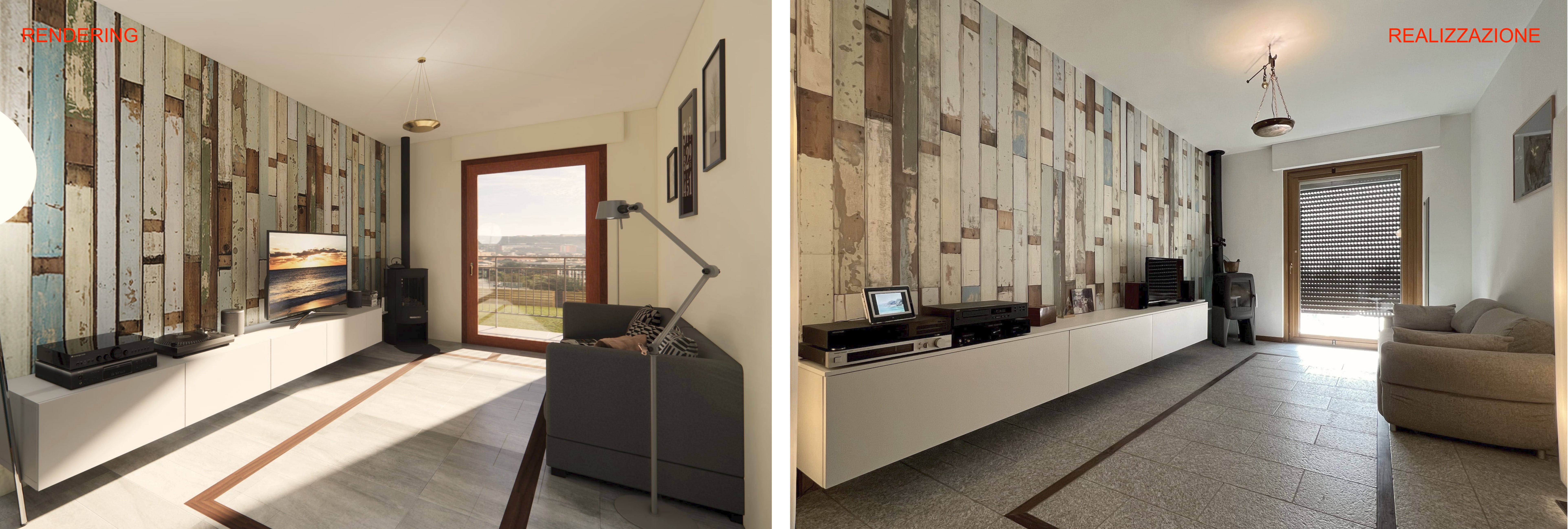 Soggiorno: rendering e realizzazione